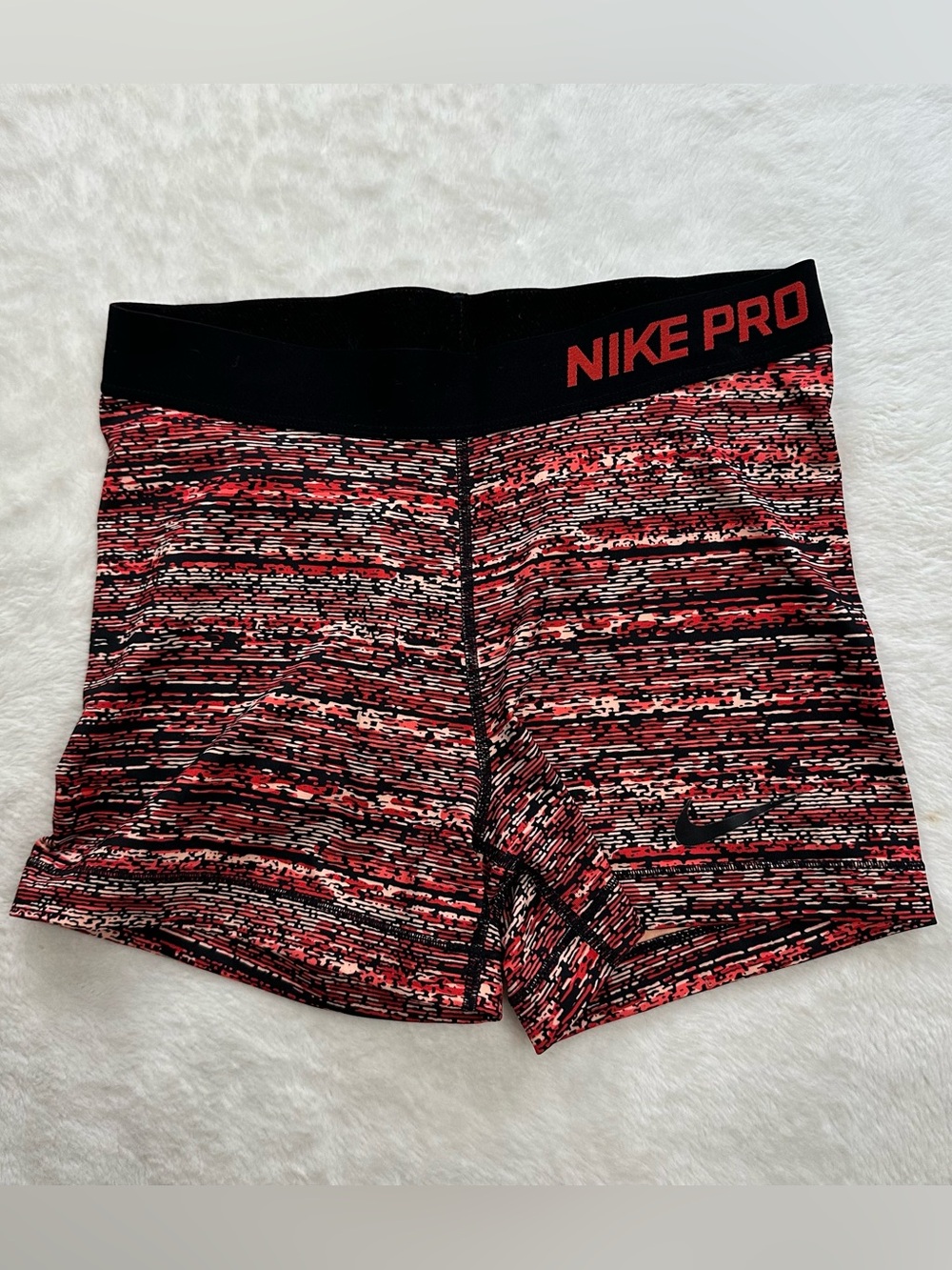 Nike Pro Dri-FIT 3" Static Print Compression Shorts Red Black Medium